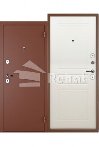 The entrance door is a practical Copper antique snow-white ash